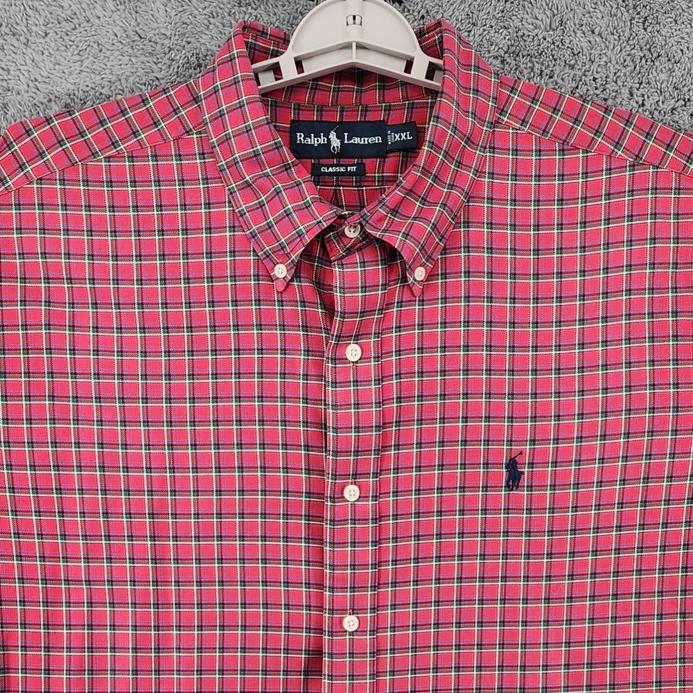 Polo Ralph Lauren Shirt Mens XXL Red Plaid Classic Fit Pony Logo Big & Tall
